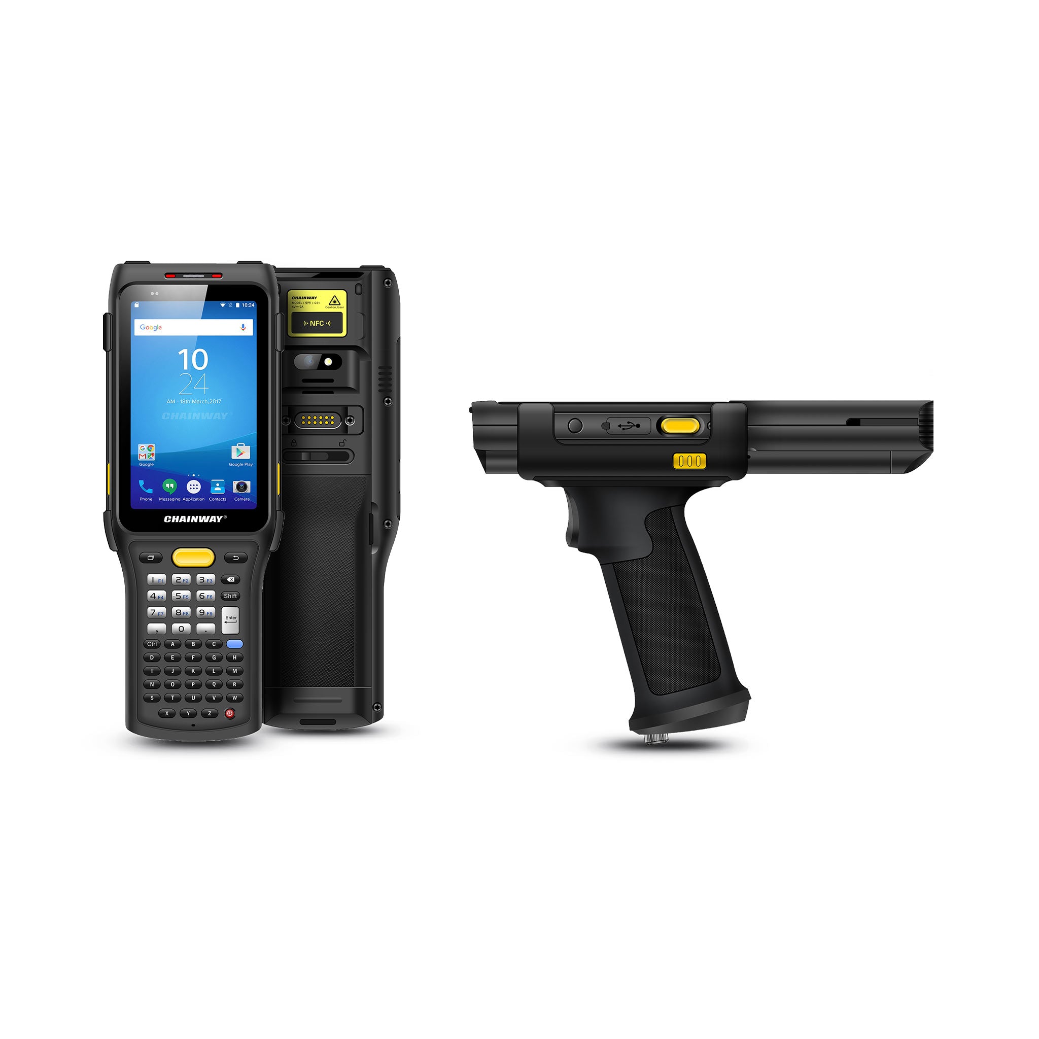 Chainway C61, 4" Handheld, Android 13, 4GB RAM+64GB SSD, UHF Long-range, Pistolengriff mit 5200mAh Batterie