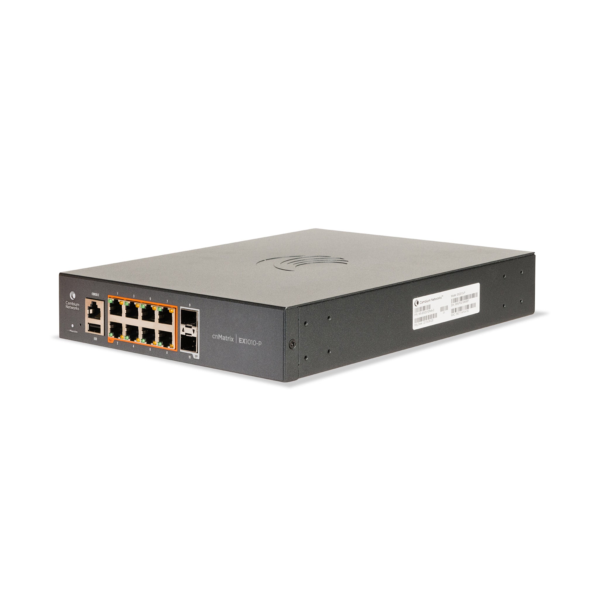 Cambium Networks cnMatrix EX1010-P, Intelligent Ethernet PoE+ Switch, 8 1-Gbps and 2 1-Gbps SFP fiber ports