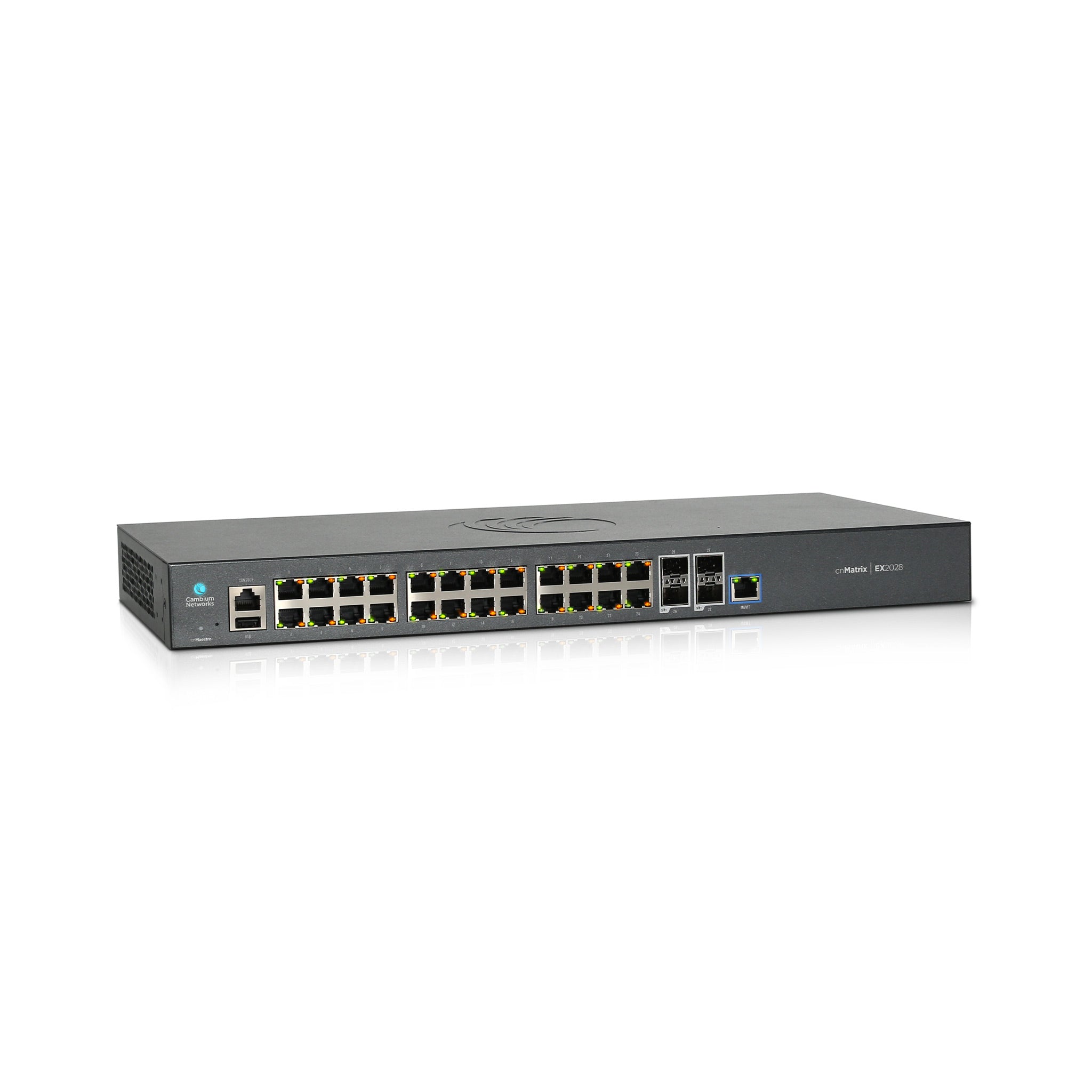 Cambium Networks cnMatrix Intelligent Ethernet Switch EX2028, 24 x 1G and 4 SFP+ fiber ports