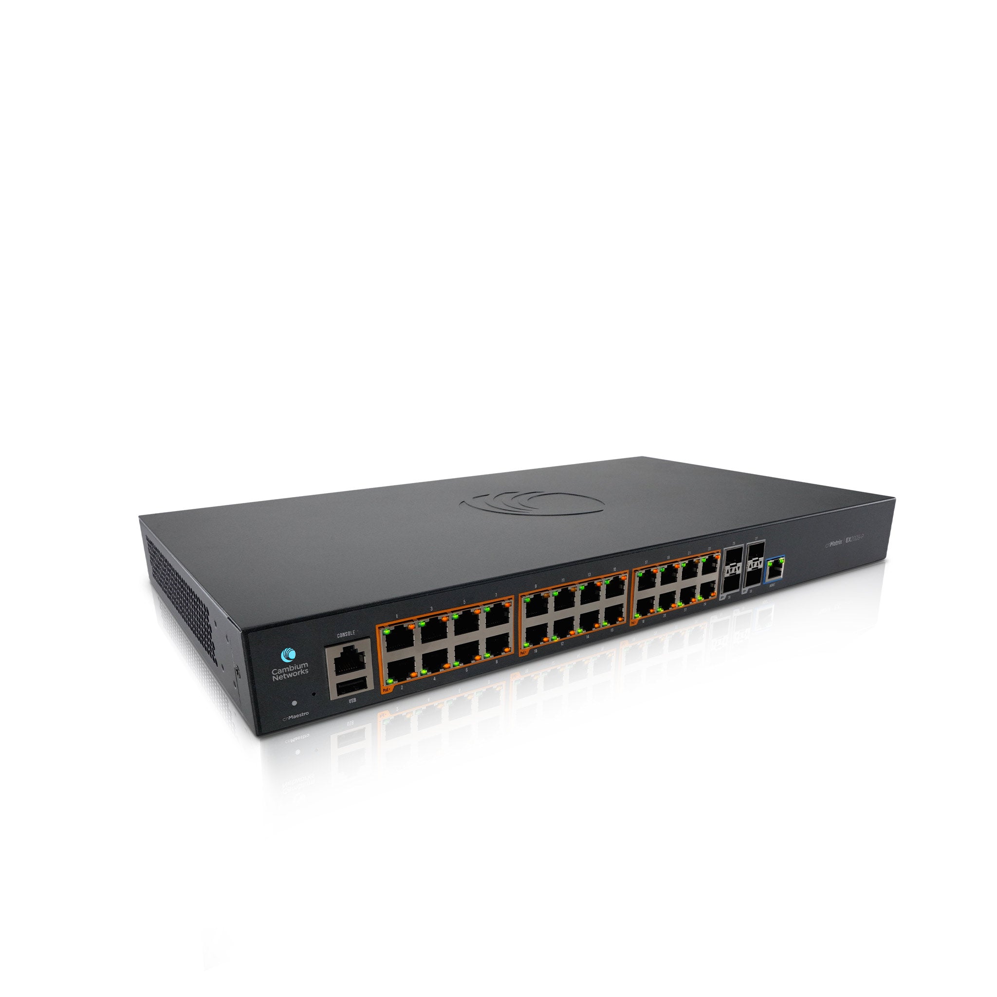 Cambium Networks cnMatrix Intelligent Ethernet PoE Switch EX2028-P, 24 x 1G and 4 SFP+ fiber ports