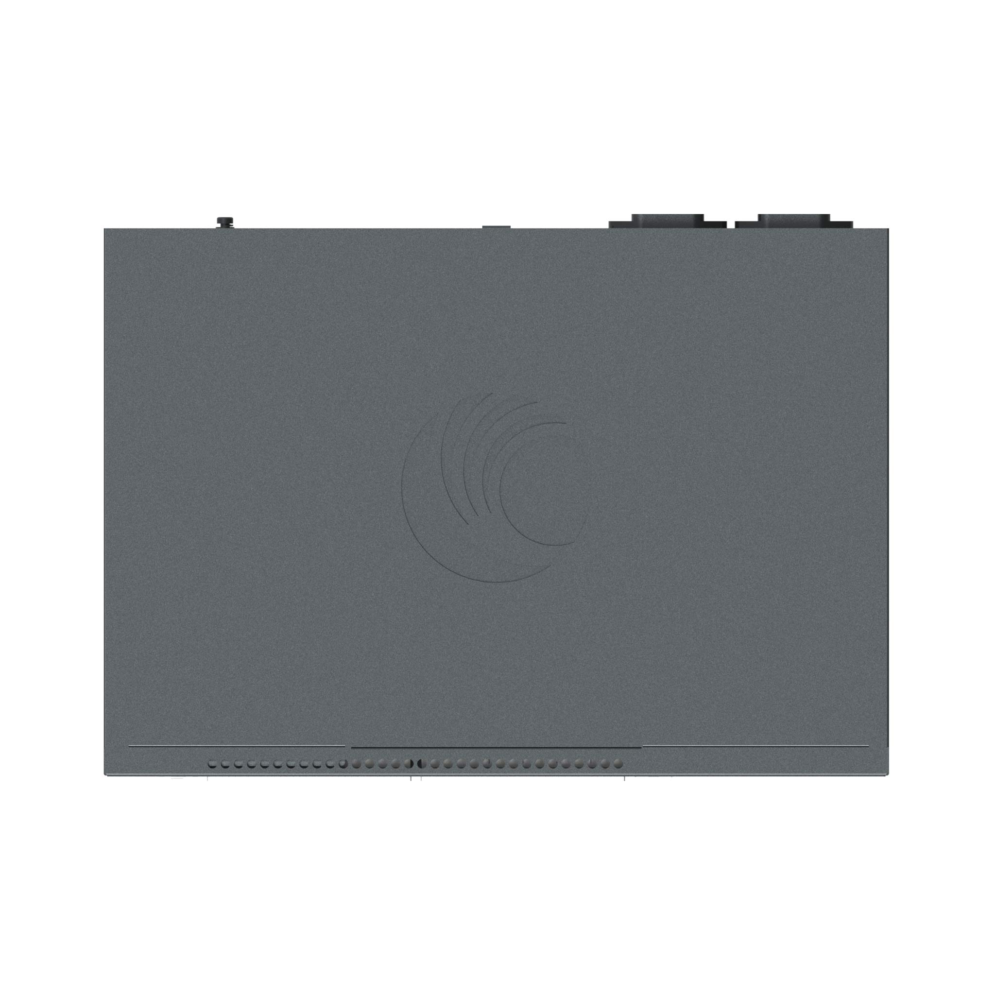 Oberseite des EX3024F Netzwerk-Switches mit dunklem Gehäuse