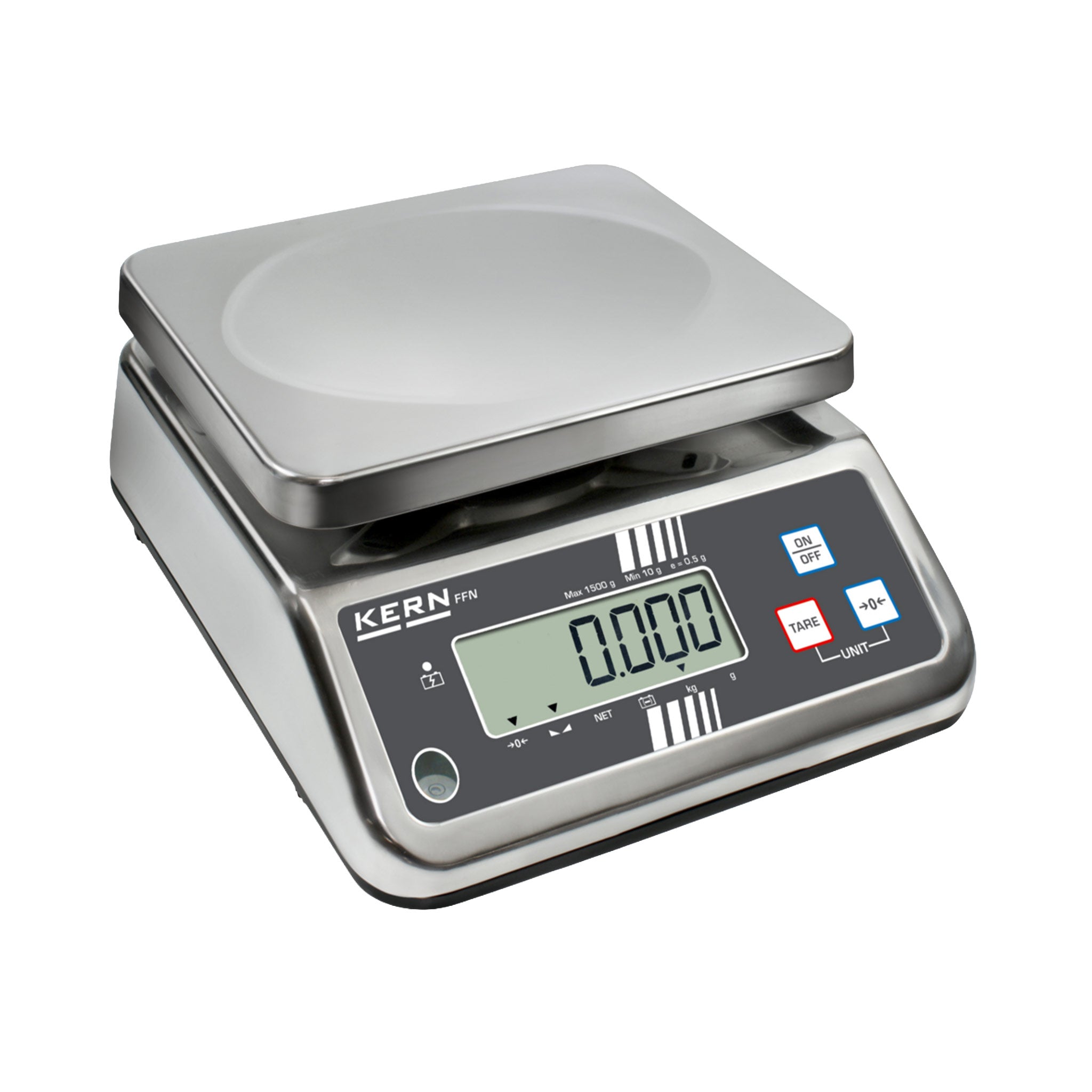 Frontale Ansicht der Kern Waage mit grauer Anzeige