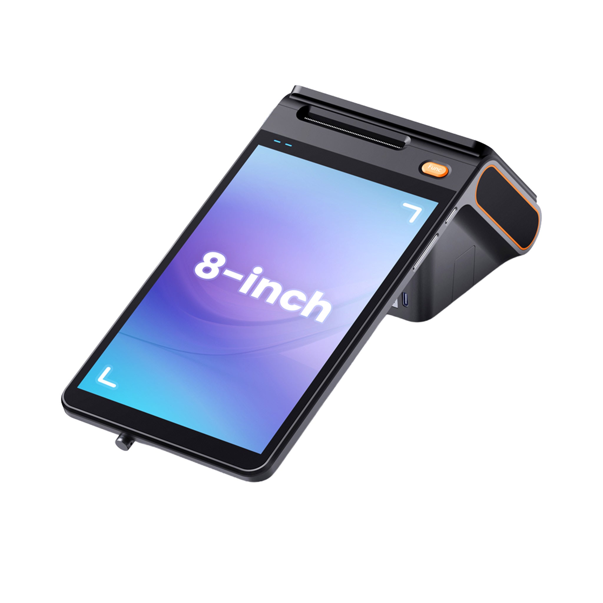 MiniPOS108 mobiles POS-Terminal mit Farbdisplay auf weißem Hintergrund