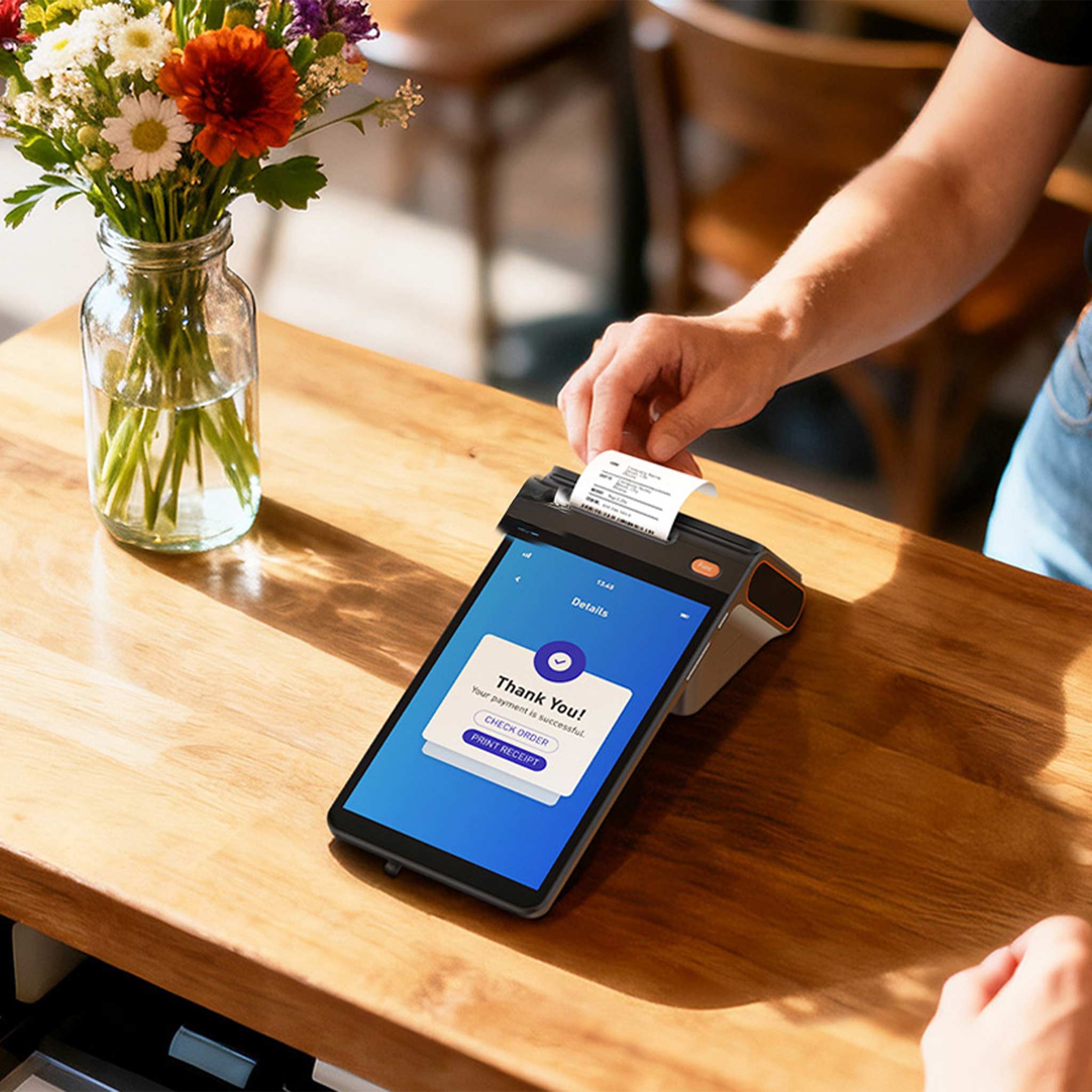 MiniPOS108 POS-Terminal im Einsatz an einer Verkaufstheke