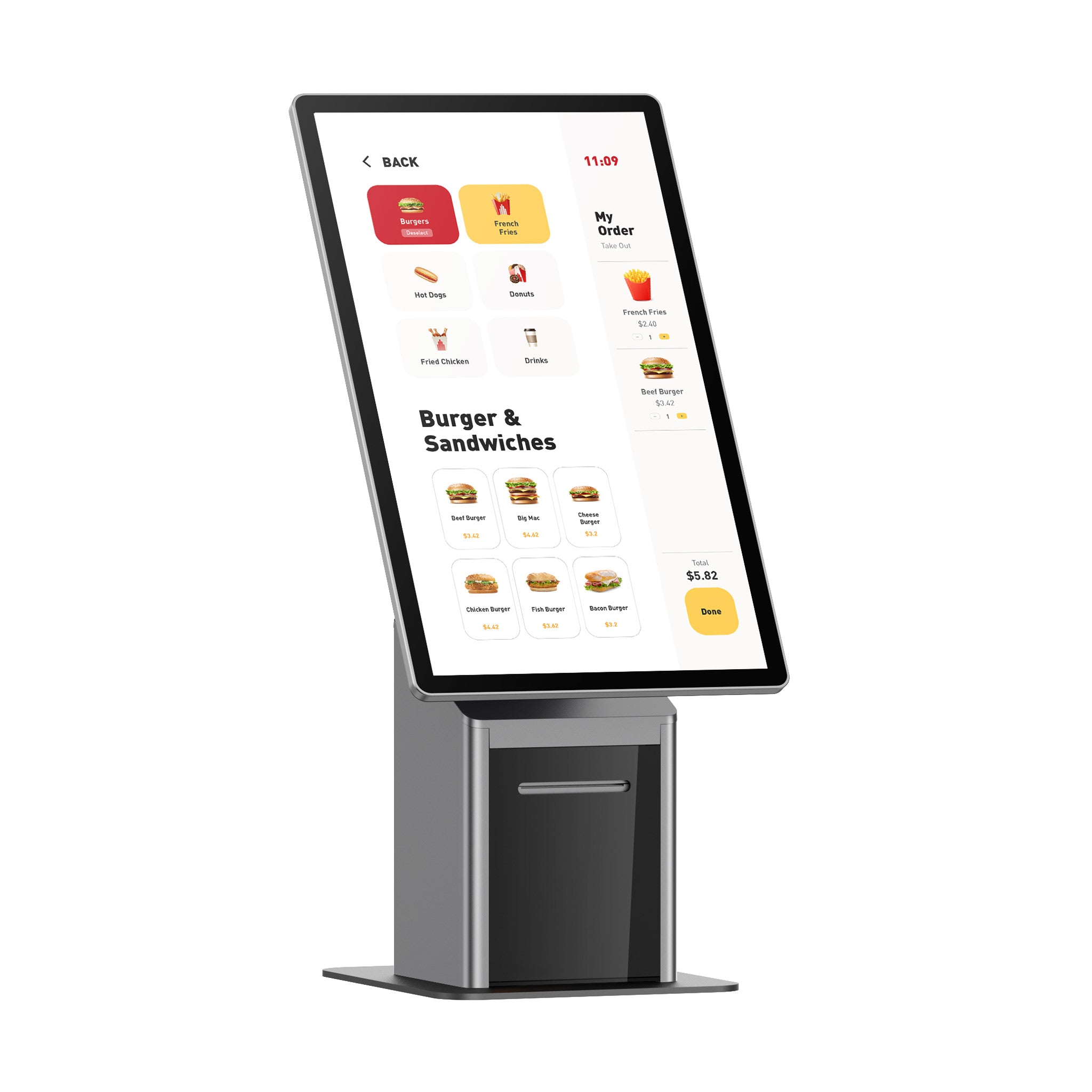 bizTECH PaySelf in der Frontansicht mit einem auswählbarem Menü