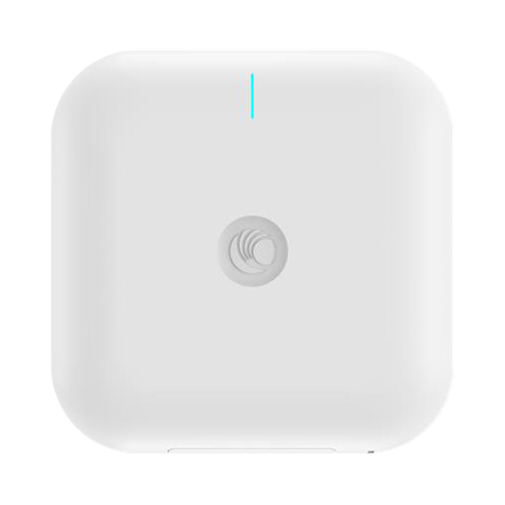 Cambium Networks XV3-8 indoor Wifi 6 tri-band 8x8 access point with minimalist white design and status indicator light
