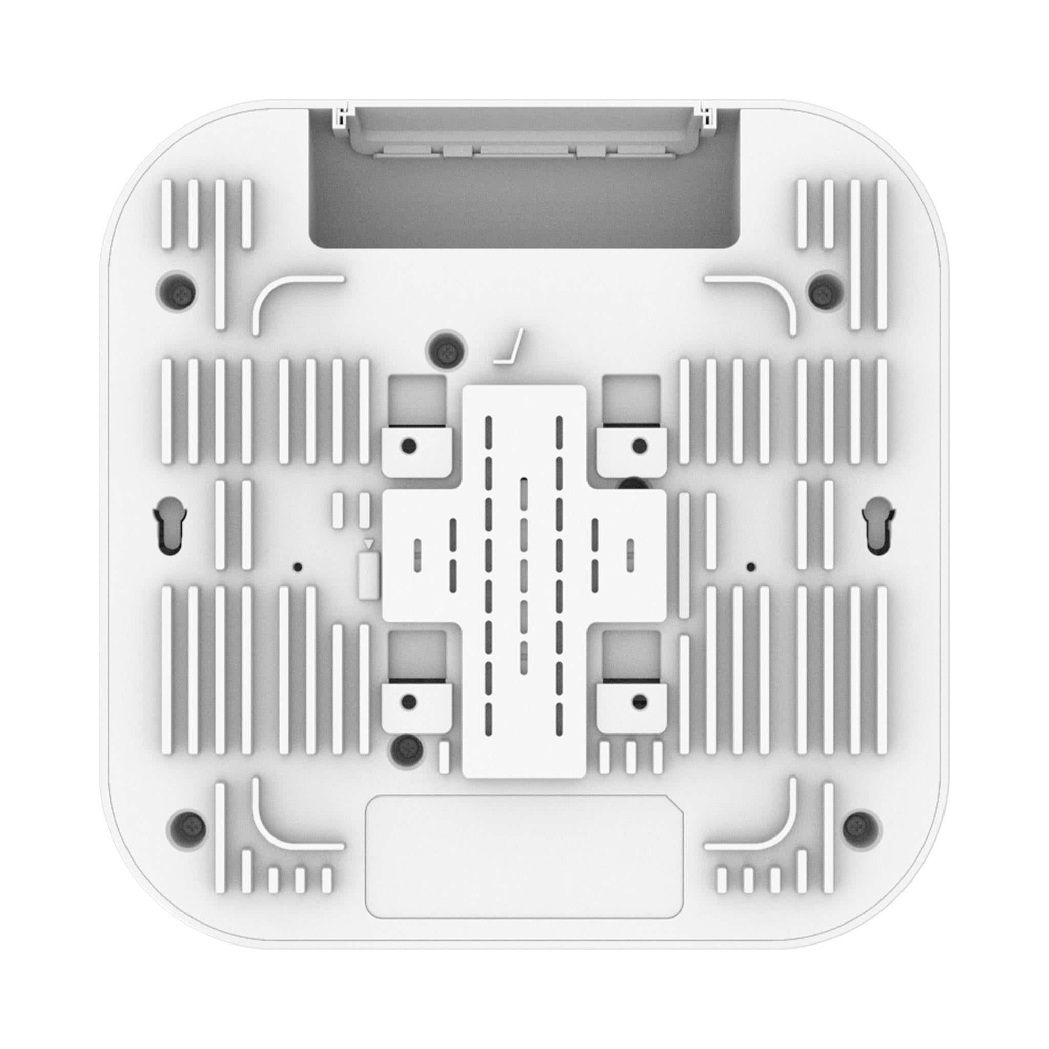 Bottom view of Cambium Networks XV3-8 Indoor 802.11ax WiFi 6 Tri-Band 8x8 Access Point showing mounting points and ventilation slots