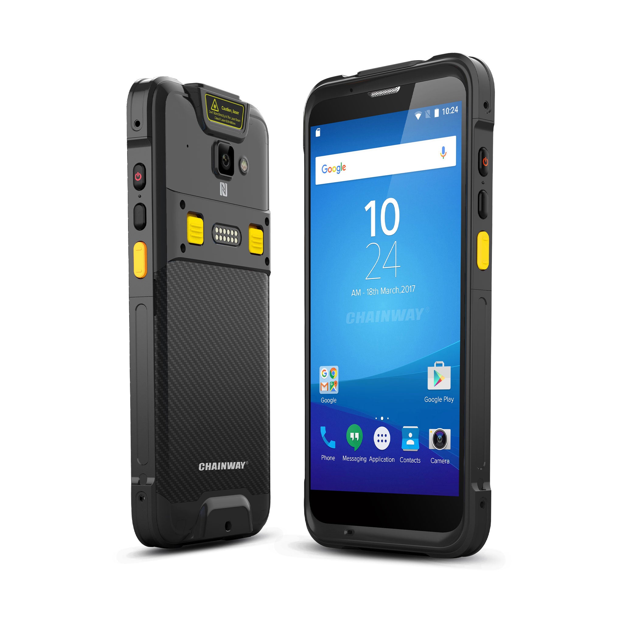 Chainway C66 mobiler Handheld-Scanner mit Android, Front- und Rückansicht, industrielles Design