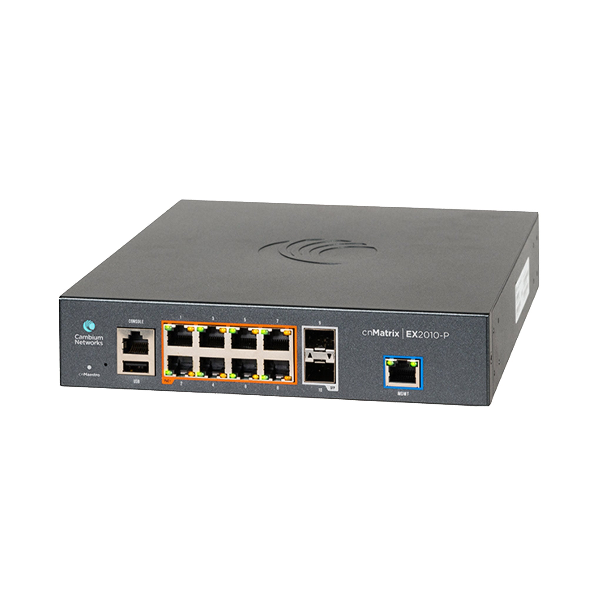 Cambium Networks cnMatrix Intelligent Ethernet PoE Switch EX2010-P, 8 x 1G and 2 SFP fiber ports