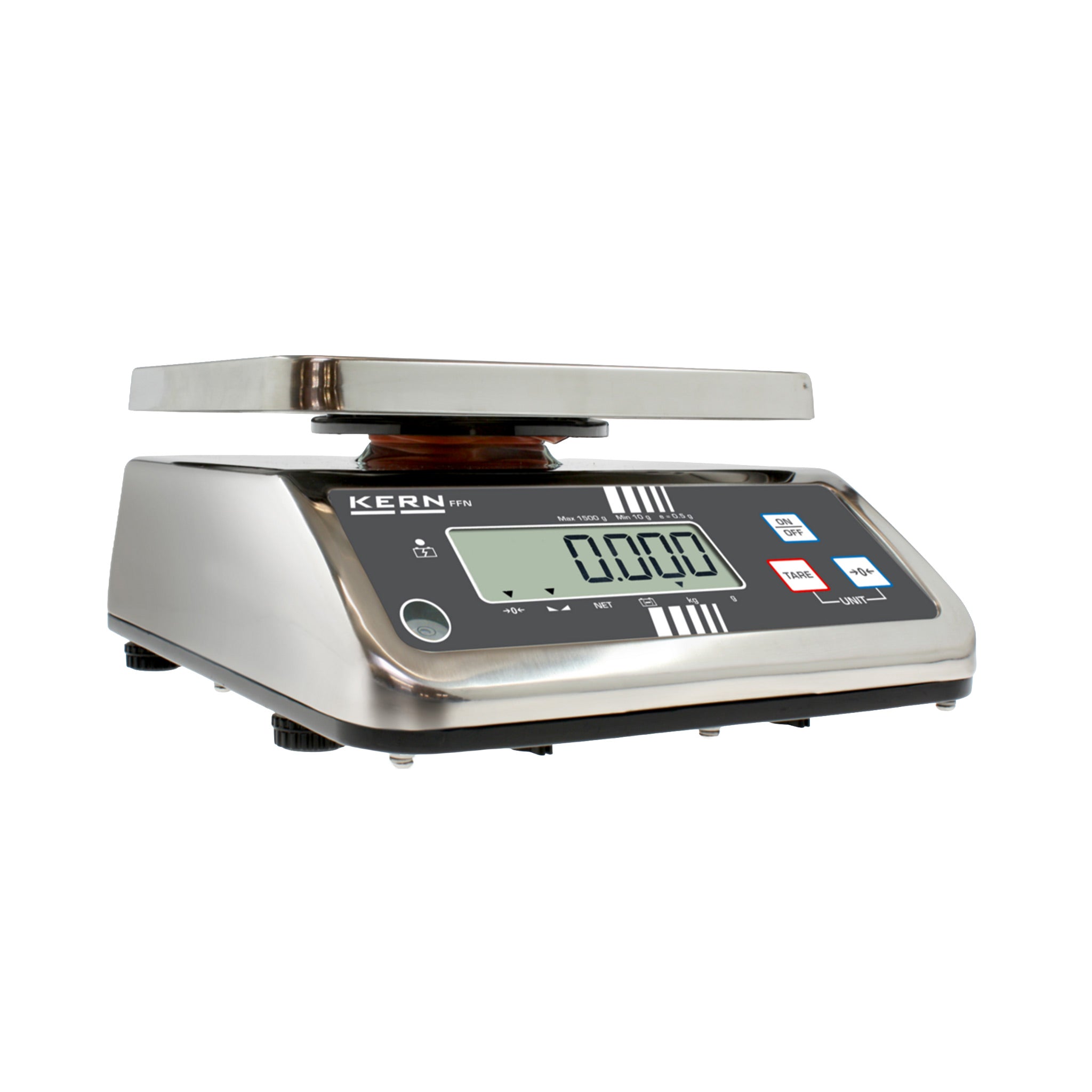 Frontale Ansicht der Kern Waage mit Hinweis auf Höhenstand der Fläche