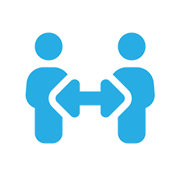 blauer Pfeil zwischen zwei Personen 