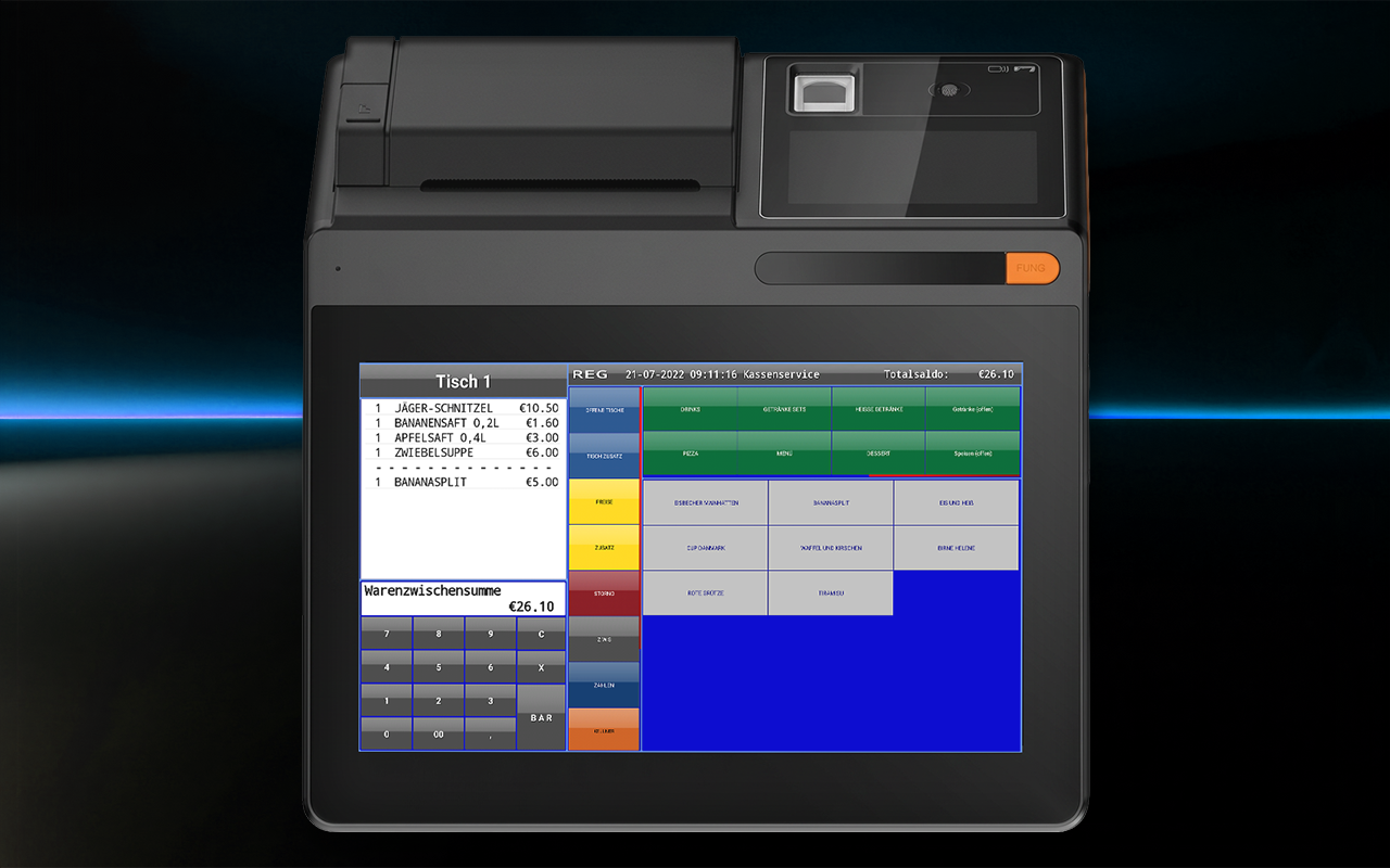 MINI POS 115 zentral im Bild mit Software