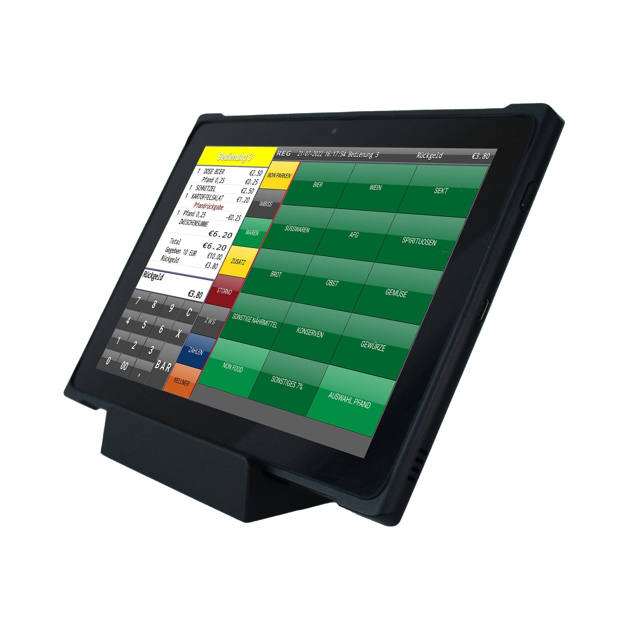 Elektronisches Kassensystem mit Touchscreen, Warenwirtschaftssoftware, moderner Terminal
