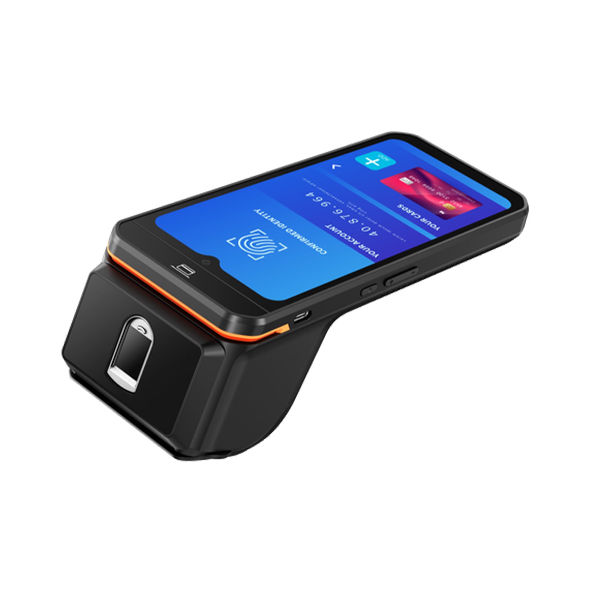 diagonale Ansicht des OP Mobiles mit blauem Display 