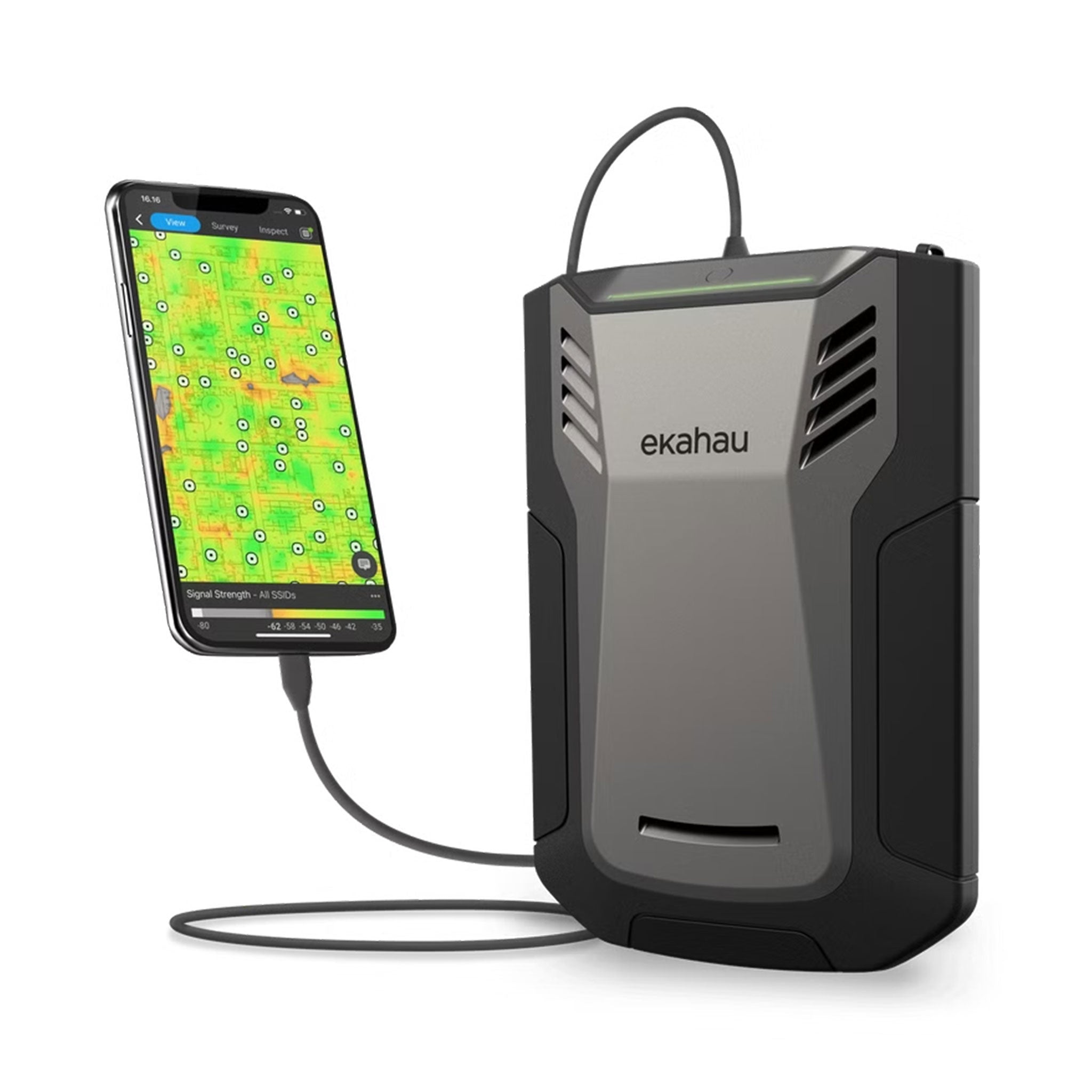 Smartphone mit Kabel angeschlossen an den Sidekick